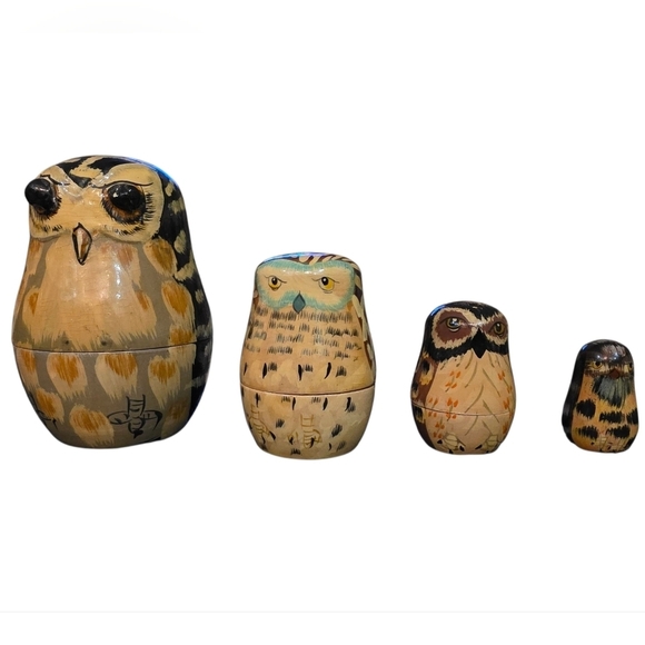 Forever Collectibles Other - Vintage Russian Nesting Dolls 4 Piece Matryoshka Wooden Collectable Hand Painted